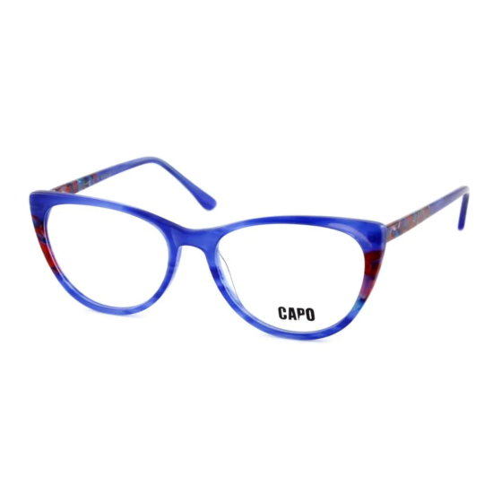 Leesbril Capo Cruei IA C3 in blauw-rood, schuin aanzicht.