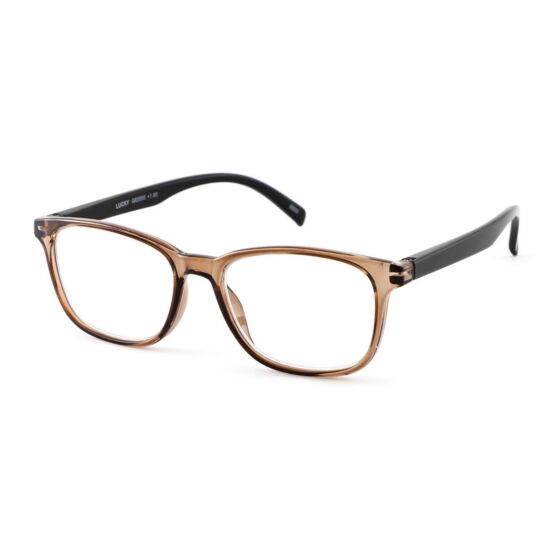 Leesbril I Need You Lucky G65500, bruin-zwart, schuin aanzicht.