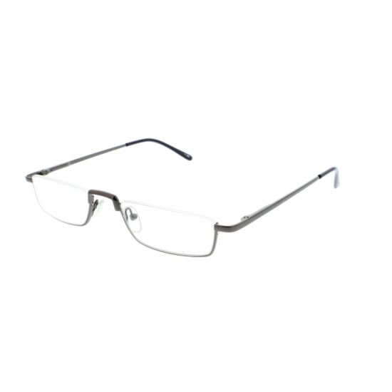 Zilveren leesbril met schuin aanzicht.
