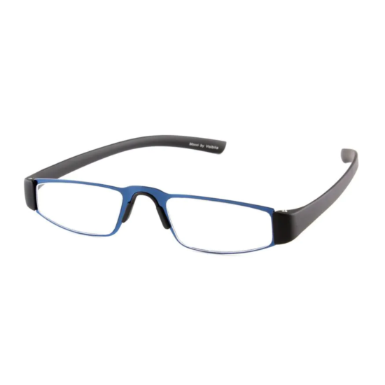 Leesbril Visibilia 31340-418 zwart-blauw schuin aanzicht.