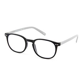 Leesbril Iny Icon G55800 zwart-grijs, schuin aanzicht.