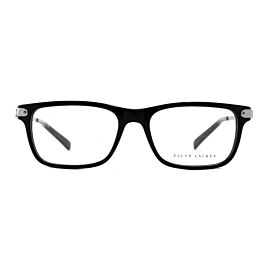 Vooraanzicht van een zilveren en zwarte leesbril van Ralph Lauren (model 0RL6215)