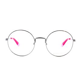 Vooraanzicht van zilveren en roze leesbril van Victoria's Secret (model VS5001-V016)