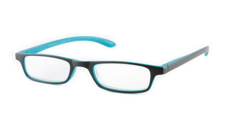 Leesbril I Need You Zipper Selection 51600, antraciet blauw, schuin aanzicht.