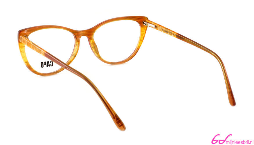 Leesbril Capo Cruei IA C1 in bruin/amber, zij-aanzicht.