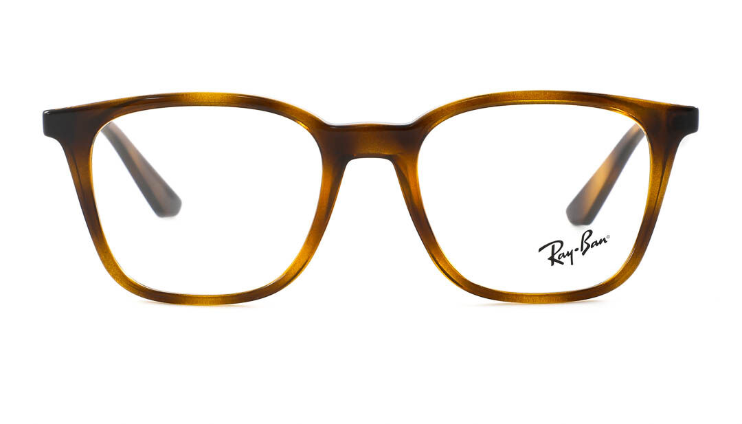 Vooraanzicht van een bruine Ray-Ban leesbril (model ORX7177-2012).